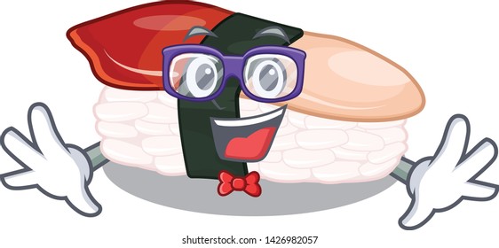 Geek sushi hokkigai cartoon on a plate