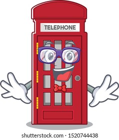 Geek telephone booth on the roadside character