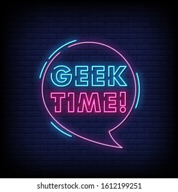geek time Neon Signs Style Text Vector