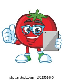 geek tomato mascot cartoon character vector