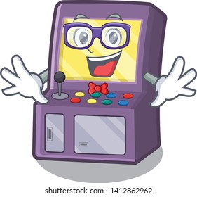 Geek toy arcade machine in cartoon drawer