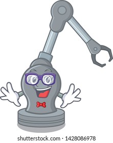 Geek toy robotic arm machine on cartoon shape