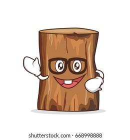 Geek tree trunk character cartoon vector illustration