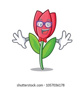 Geek tulip character cartoon style