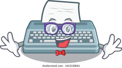 Geek typewriter isolated with in the cartoon