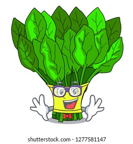 Geek vegetable spinach on a cartoon plate