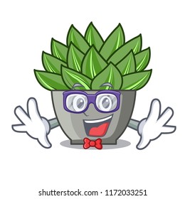 Geek view of green echeveria cactus cartoon