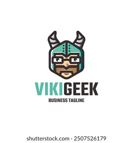 geek viking mascot logo vector