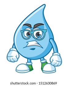 geek Water Drop mascot character cartoon vector