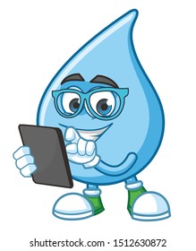 geek Water Drop mascot character cartoon vector