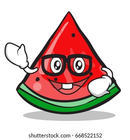 Geek watermelon character cartoon style vector illustration