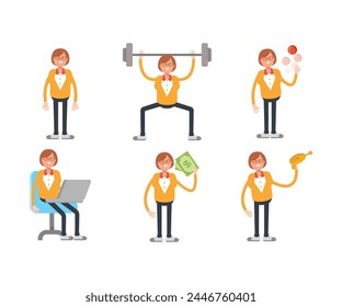 geek woman characters set in various poses vector illustration