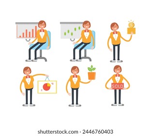 geek woman characters set in various poses vector illustration