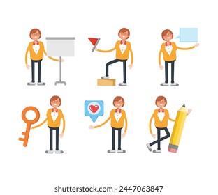geek woman characters set in various poses vector illustration
