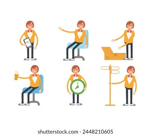 geek woman characters set in various poses vector illustration