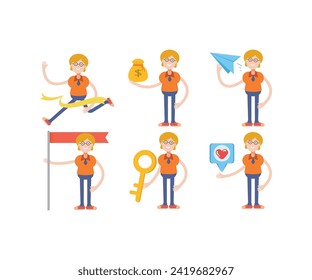 geek woman characters in various poses set vector illustration