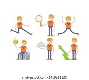 geek woman characters in various poses set vector illustration