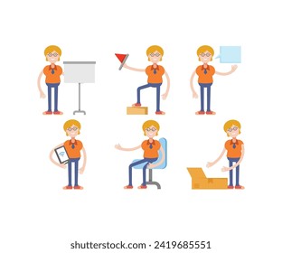 geek woman characters in various poses set vector illustration