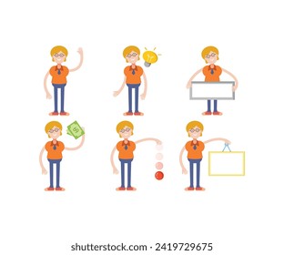 geek woman characters in various poses set vector illustration