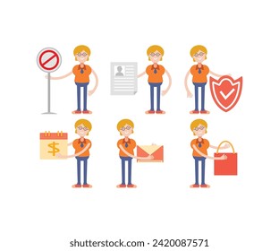 geek woman characters in various poses set vector illustration