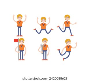 geek woman characters in various poses set vector illustration