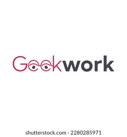 geek worklogo, freelancer, platform, eye, illustration, geel feeling, vigilantly, startup, simple, unique