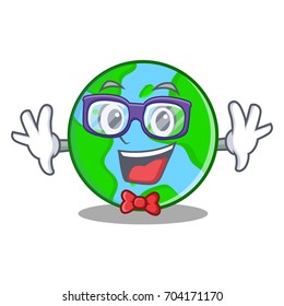 Geek world globe character cartoon