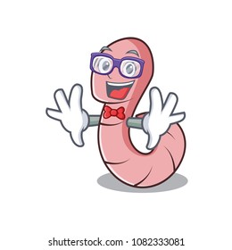 Geek worm character cartoon style