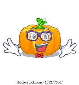 Geek yellow pumpkin in the cartoon shape