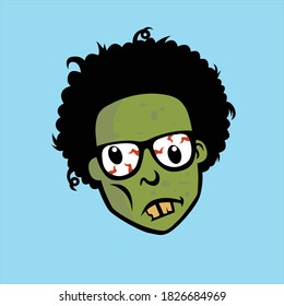 Geek Zombie Head ilustration vector