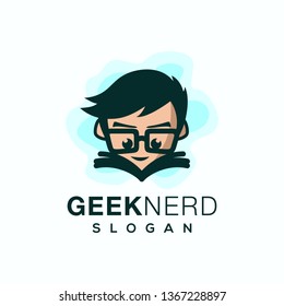 geeknerd logo design vector illustration
