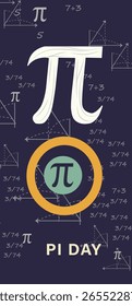 Geeky Pi Day Vertical Vector Anuncio Set: Ilustraciones de matemáticas y geometría 