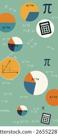 Geeky Pi Day Vertical Vector Anuncio Set: Ilustraciones de matemáticas y geometría 