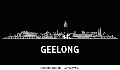 Geelong Skyline Australia Cityscape Silhouette.