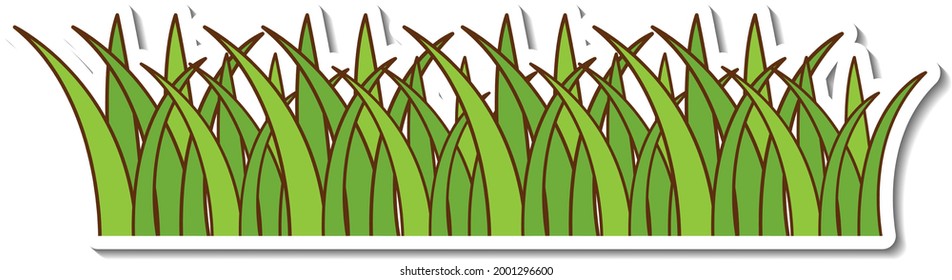 Geen grass sticker on white background illustration