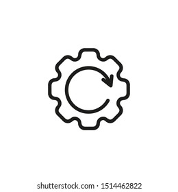 Geerwheel with clockwise arrow line icon. Gearwheel, arrow, management. Efficiency concept. Vector illustration can be used for topics like productivity, efficiency, planning