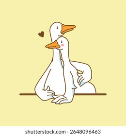 gansos abraçando, não se preocupe, tudo vai ficar bem, amantes, 14 de fevereiro, Dia dos Namorados, declaração de amor, calma, calma, bom, homem de verdade, pássaros arrulhando, primavera, ganso bobo, ganso, sonho