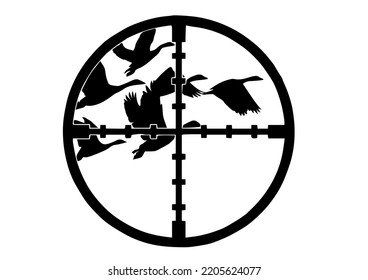 Geese Hunting Clipart, On White