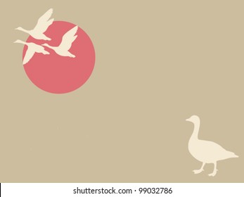 geese on brown background, vector illustration