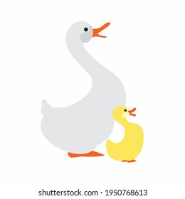 Geese on a white background. Vector illustration