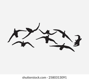 geese silhouette set. free vector illustration