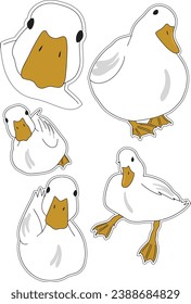 pegatinas vectoriales de ganso, colección, aislado