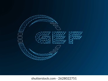 GEF low poly letter logo vector design. GEF lower poly logo design. Low poly logo.
