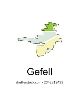 Gefell City de Alemania ilustración de vector de mapa, plantilla de vector con estilo de esbozo de dibujo gráfico aislado en fondo blanco