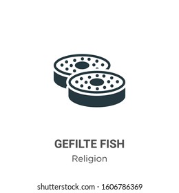 Gefilte fish glyph icon vector on white background. Flat vector gefilte fish icon symbol sign from modern religion collection for mobile concept and web apps design.