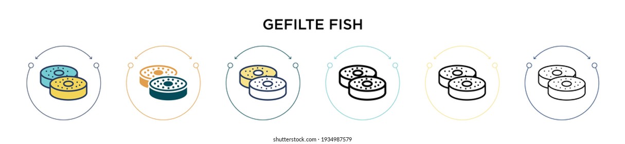Gefilte fish icon in filled, thin line, outline and stroke style. Vector illustration of two colored and black gefilte fish vector icons designs can be used for mobile, ui, web