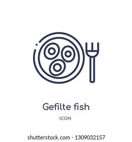 gefilte fish icon from religion outline collection. Thin line gefilte fish icon isolated on white background.