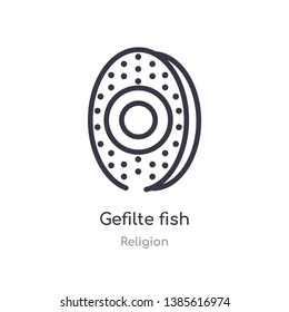 gefilte fish outline icon. isolated line vector illustration from religion collection. editable thin stroke gefilte fish icon on white background