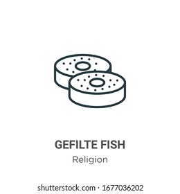 Gefilte fish outline vector icon. Thin line black gefilte fish icon, flat vector simple element illustration from editable religion concept isolated stroke on white background