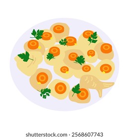 Gefilte fish. Vector simple color flat illustration.